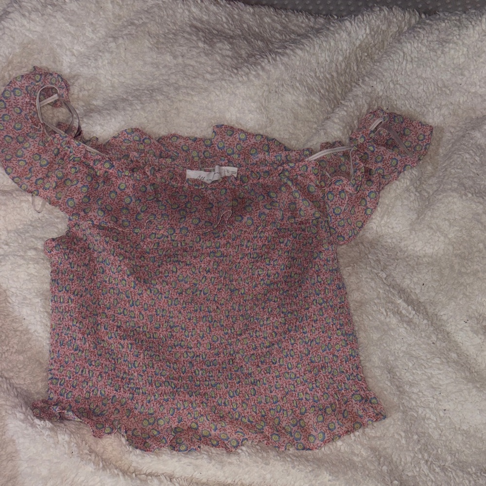 All in Favor Pink Floral Off-Shoulder Blouse